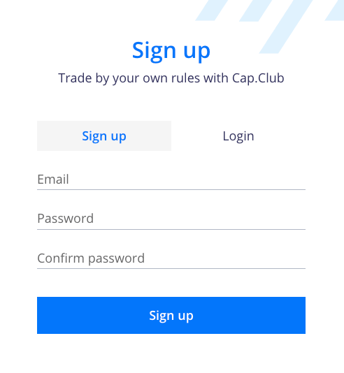 Cap.Club registration form